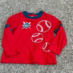 Baseball graphic T long sleeve red and blue 3T toddler boys